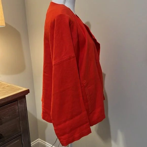 EILEEN FISHER Coral Organic Linen Jacket LARGE Oversize Top Capsule Large L - Picture 5 of 16